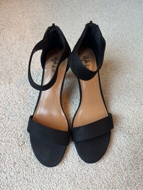 Style & Co. Black Open-Toe Ankle Strap Heels